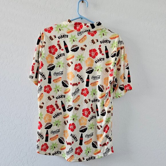 Men's SF Giants Coca Cola San Francisco Hawaiian Style Button Up Shirt Sz MED - Picture 4 of 7